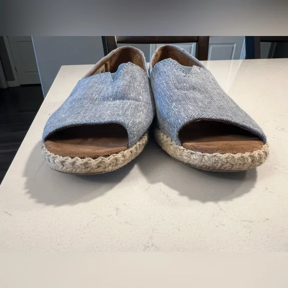TOMS Alpargata Canvas Open Toe Blue Espadrille Sandals Women's Size 7.5 - Picture 3 of 9